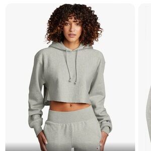 Champion Women’s Reverse Weave Cropped Cut- Off Heavy Weight Hooded Sweatshirt